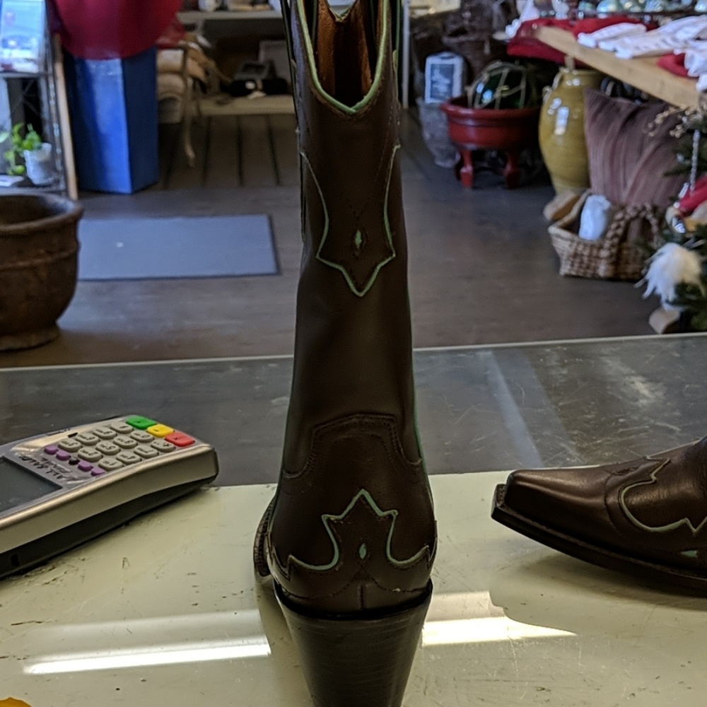 Sam Edelman cowboy boots brown turquoise leather - Picture 7 of 7